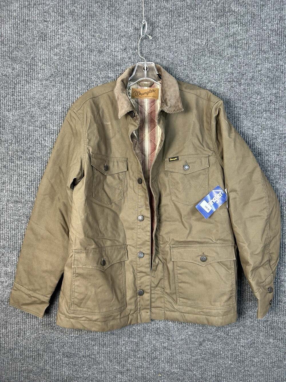Wrangler Jacket Mens Medium Morel Brown Canvas Lined NWT Stained Discoloration